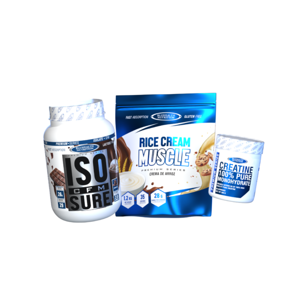 ISO CFM SURE 2lb + Rice Cream Muscle 1.2kg + Creatina Monohidratada 300g