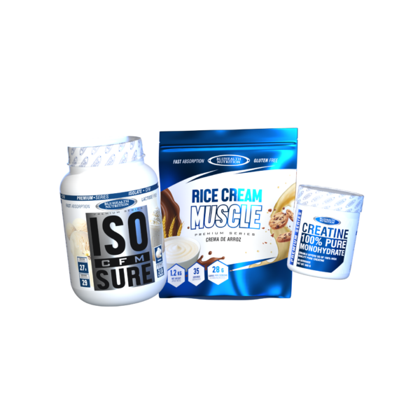 ISO CFM SURE 2lb + Rice Cream Muscle 1.2kg + Creatina Monohidratada 300g