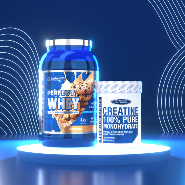 PERFECT WHEY 2lb Cookies + Creatina 500gr Platinum Perfect Whey 2lb + Creatina Monohidratada 500g